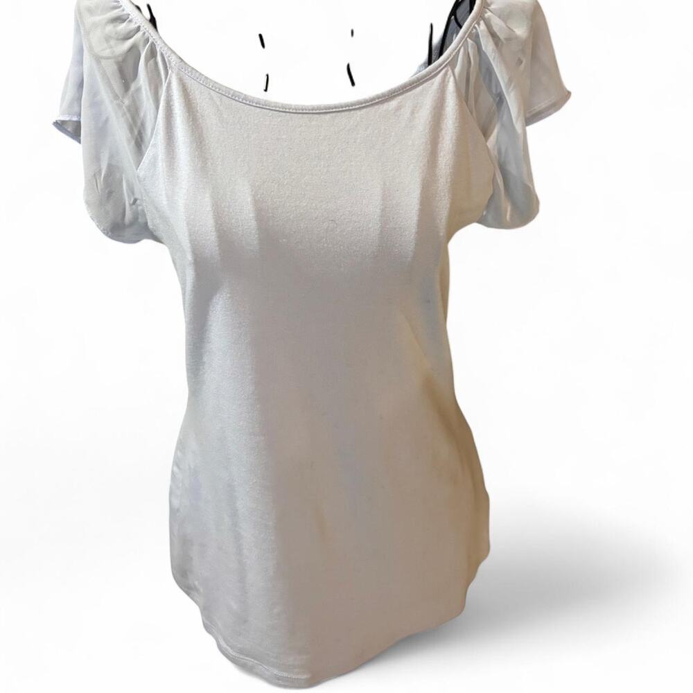 Express Lilac Scoop Neck Top with Sheer Flutter Sleeves - Size Medium